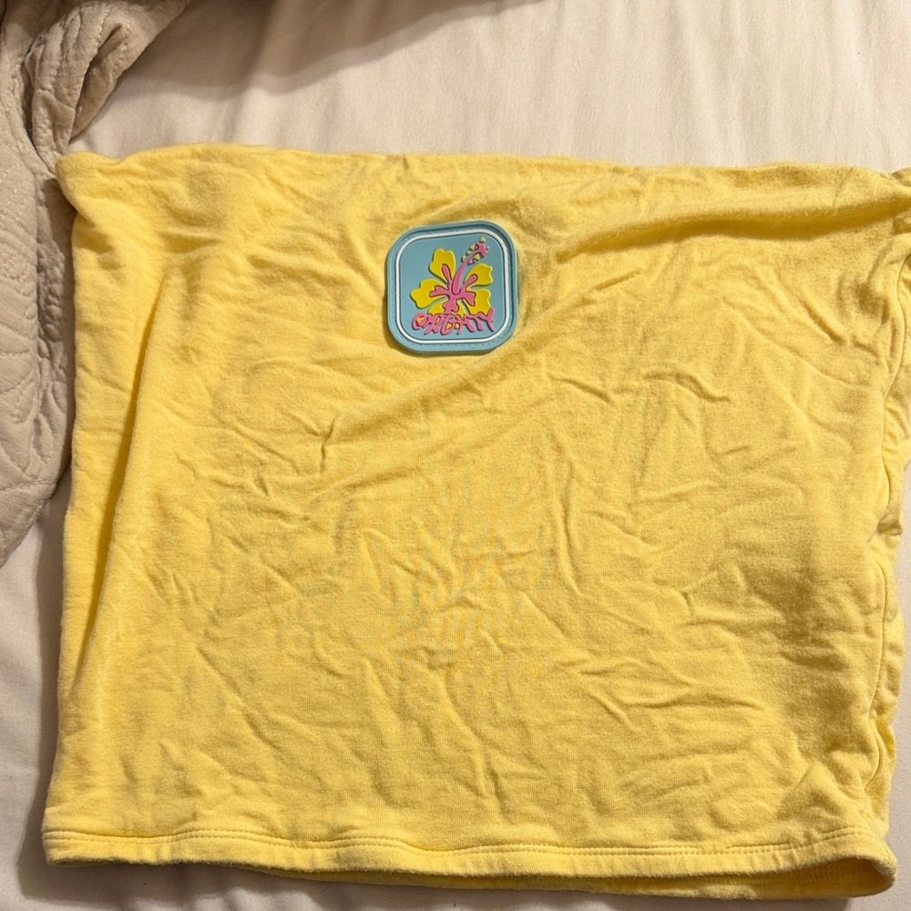 Omighty Yellow Tube Top with Floral Patch